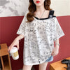 着心地抜群 切り替え 女性力を高める プリント Tシャツ カットソー＜U-3572＞