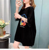 優しい雰囲気 立体のリボン バックオープン プリント ロングTシャツ ゆったり半袖＜U-2939＞
