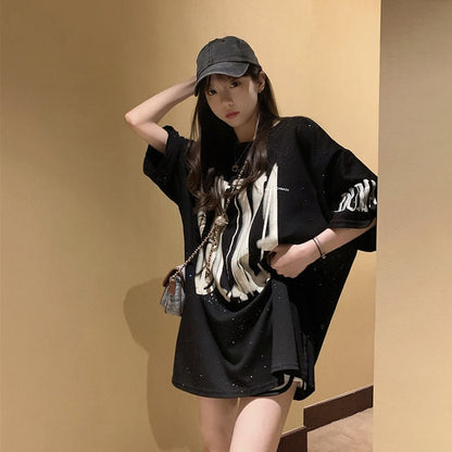売り切れ必至 アバンギャルド 気質アップ おしゃれ度高め ルーズ 半袖 Tシャツ <U-9289>