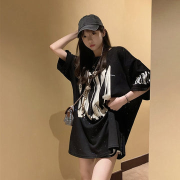 売り切れ必至 アバンギャルド 気質アップ おしゃれ度高め ルーズ 半袖 Tシャツ U-9289