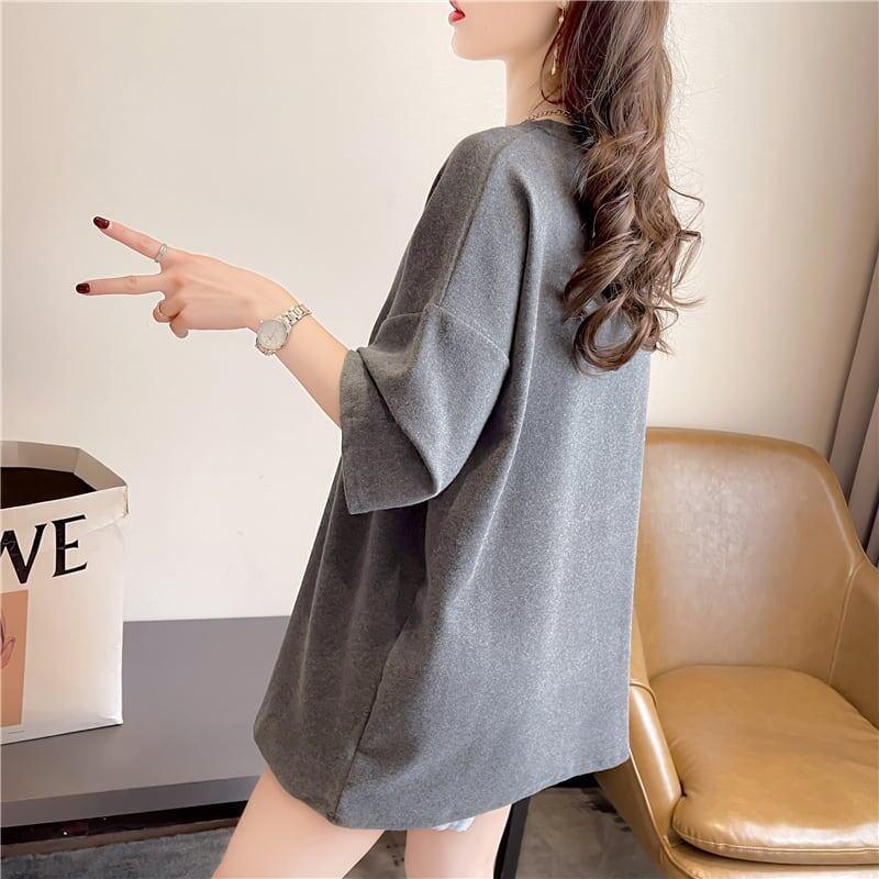 好感度満載 ラウンドネック スタイリッシュ プリント Tシャツ カットソー＜U-2795＞