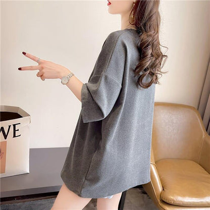 好感度満載 ラウンドネック スタイリッシュ プリント Tシャツ カットソー＜U-2795＞