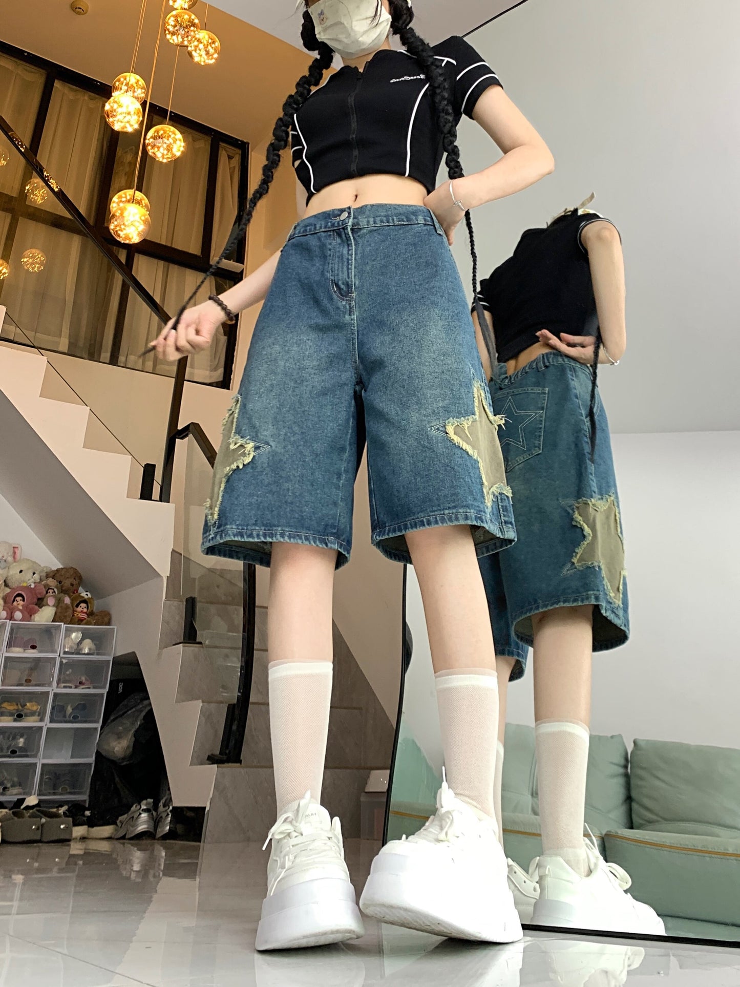 絶対流行 デニム ゆったり感アップ個性派 ハイウエスト パンツ ボトムス＜U-8657＞