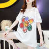 大人可愛い 切り替え レース 透かし彫り プリント全2色 半袖Tシャツ カットソー ＜U-8560＞