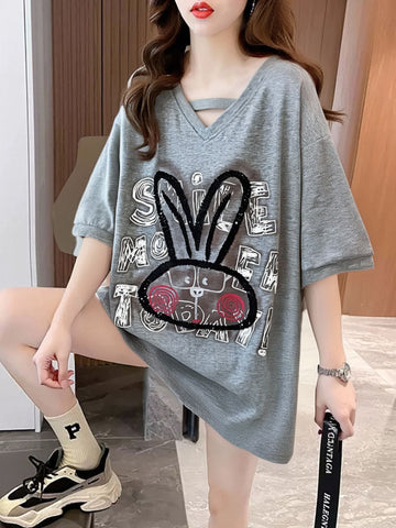 キュート 好感度UP 海外トレンド カジュアル 全4色 半袖 Tシャツ ＜U-11097＞