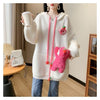 カワイイクマちゃんぬいぐるみ付きニットフード付きパーカ全4色<4537>