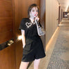オシャレ度満点 切り替え 一目惚れ Tシャツ＋ショートパンツ セットアップ＜U-3573＞