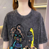 おすすめ ストリート系 ヴィンテージ加工 プリントTシャツ ゆったり半袖＜U-3022＞