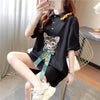 スタイリッシュ 切り替え 一目惚れ プリント Tシャツ カットソー＜U-3395＞