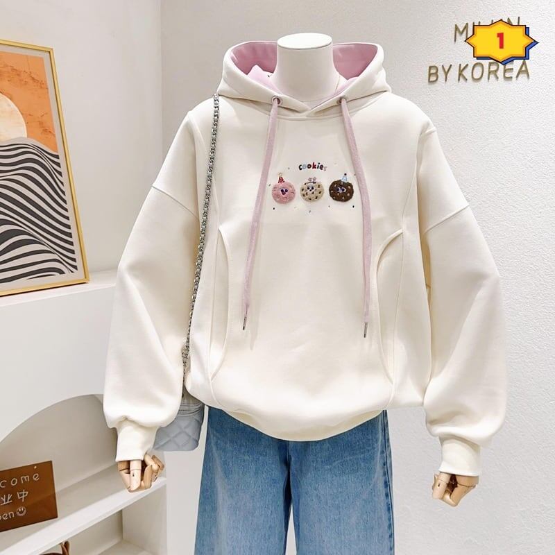 定番シンプルゆったりフード付きパーカ全3色トップス<U-4742>