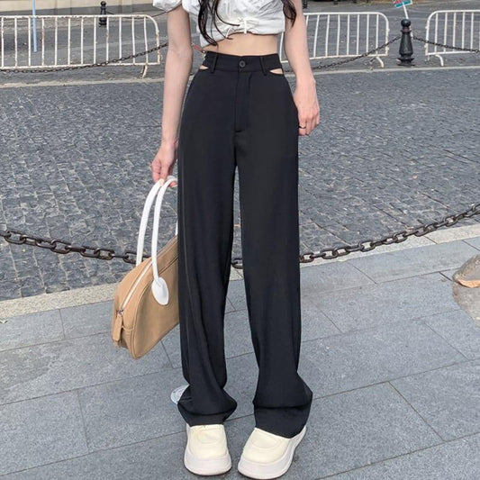 細身効果抜群 ハイウエスト 美感いっぱい ワイドパンツ ボトムス＜U-3033＞
