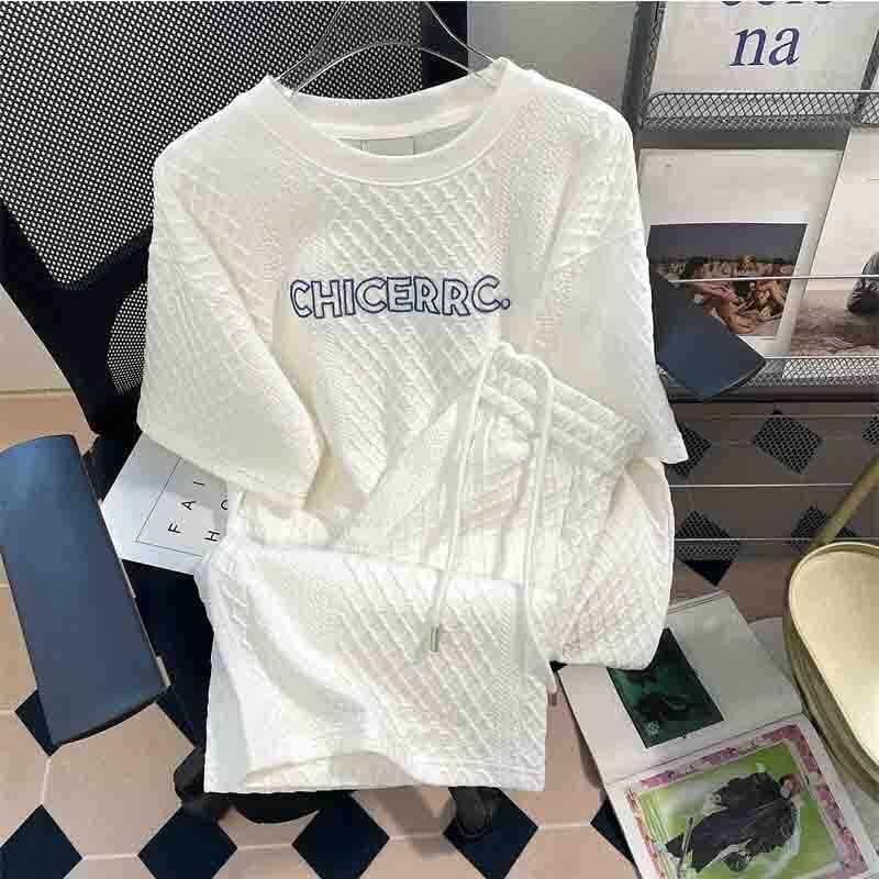 レトロ 切り替え 好感度満載 Tシャツ＋ショートパンツ セットアップ＜U-3379＞