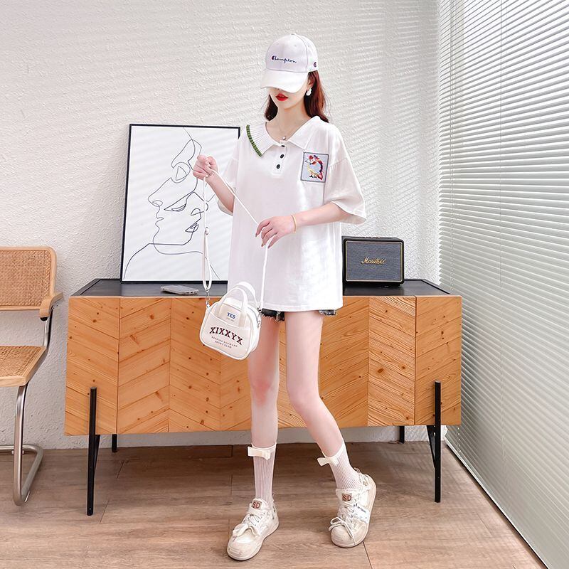絶対欲しい キュート 定番シンプル 切り替え 全2色 半袖Tシャツ<U-8742>