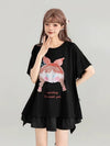 着回し力抜群 ゆったり ファッション感満々 ロング丈 2色半袖Tシャツ＜U-11068＞