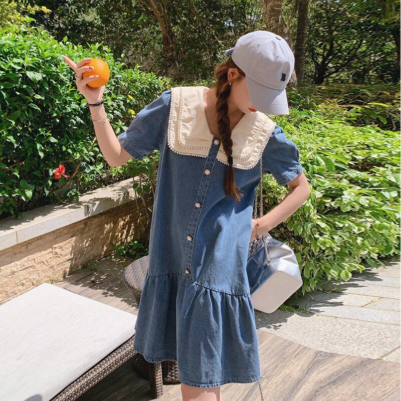 新商品 スウィート 大人可愛い デニム ワンピース<U-8375>