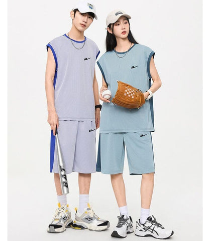 売り切れ必至 ファッション 超人気 男女兼用 ノースリーブＴシャツⅹパンツセット全5色<U-8754>