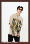 アメリカンレトロ絵画ウサギ半袖Tシャツカップル男女同スタイル<U-2910>