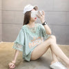 エレガントなレースステッチ半袖Tシャツ<U-3030>