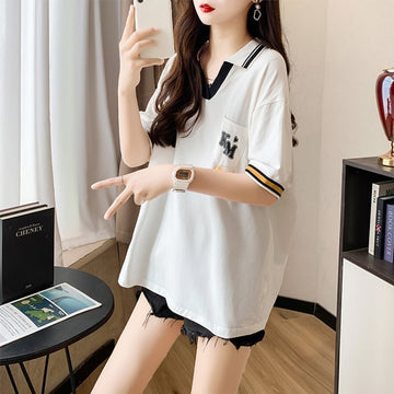 オシャレ度満点 切り替え カジュアル プリント Tシャツ カットソー＜U-3593＞
