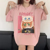 スウィート プリント 可愛いネコちゃん Tシャツ ピンク ゆったり半袖＜U-2973＞