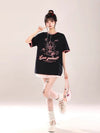 大人可愛い 早い者勝ち 絶対流行 カジュアル 2色選択 Tシャツ<U-11108>