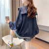 絶対欲しい グラフィックプリント セーラ服の襟 三色 長袖Tシャツトップス<U-4036>