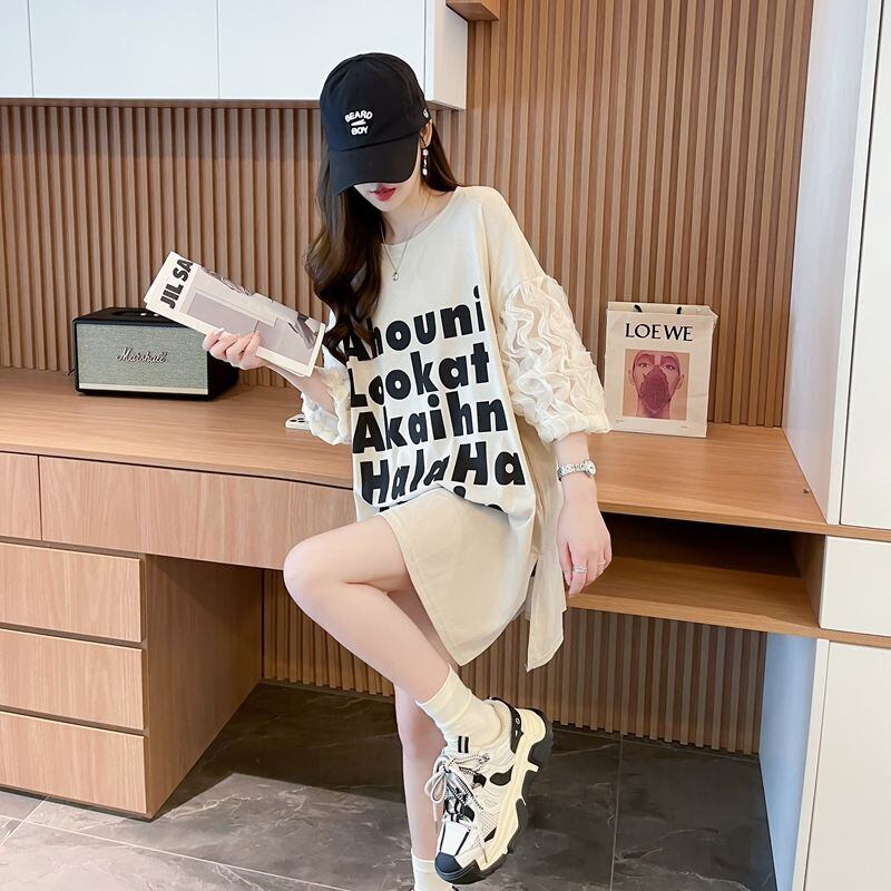 ファッション 切り替え 個性派 プリント 3色選択 半袖Tシャツ＜U-8548＞