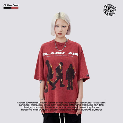タイドブランド  アメリカンストリート レトロフレームプリントTシャツ<U-2905>