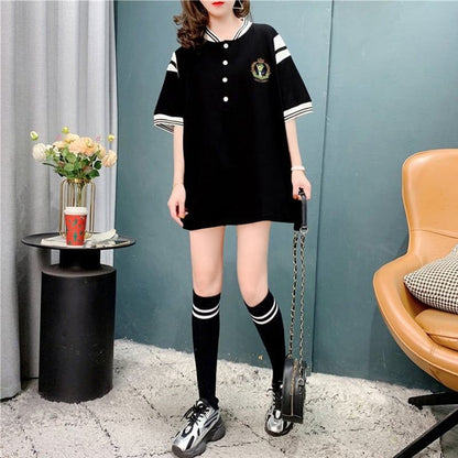 スタイリッシュ プリント 一目惚れ Tシャツ カットソー ワンピース＜U-3605＞