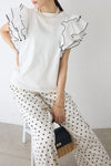 美人度アップ 早い者勝ち 大人可愛い カジュアル 共2色 Tシャツ<U-12149>