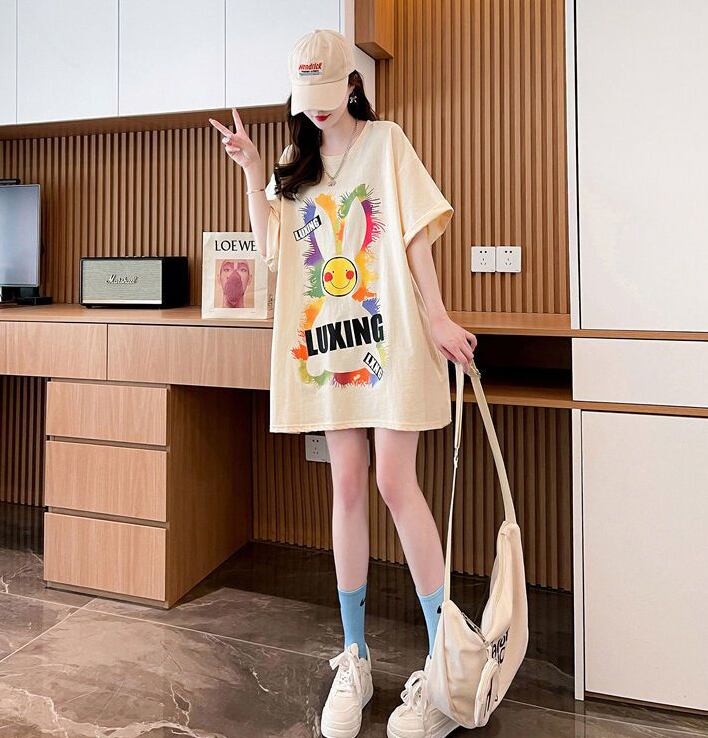 着回し力抜群 キュート カジュアル プリント 半袖Ｔシャツ全2色 <U-8550>
