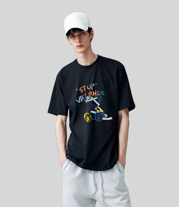 スタイルアップ カジュアル おしゃれ度高め プリント全5色 半袖Tシャツ<U-9437>