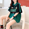 ファッションカジュアルネットレッドルーズポロカラー半袖Tシャツ<U-2856>
