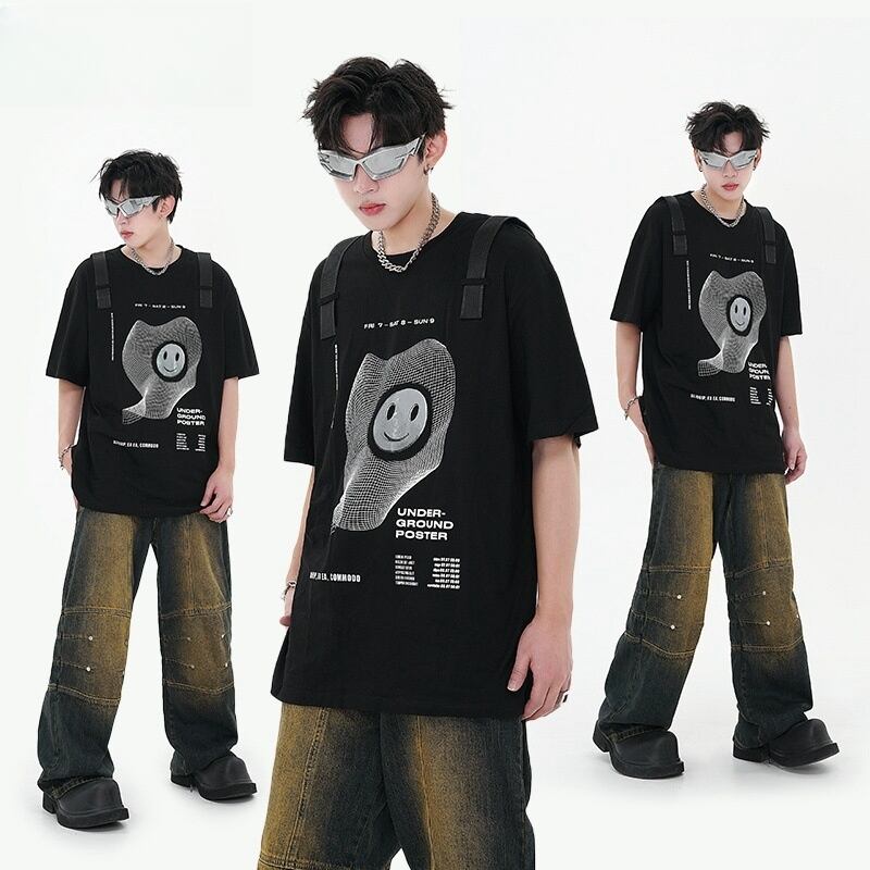 話題沸騰中 特別デザイン スタイルアップ効果抜群 ゆったり 男女兼用 半袖Tシャツ＜U-9060＞