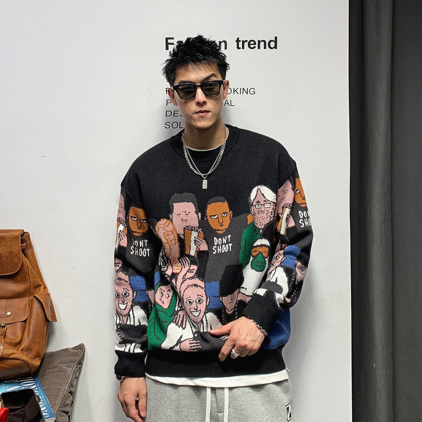 都市ファッショ デザイン オシャレ 2色選択 カジュアル 男女兼用 スウェット <U-10322>