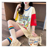 おすすめ アルファベット 個性派 プリントTシャツ ゆったり半袖＜U-8090＞