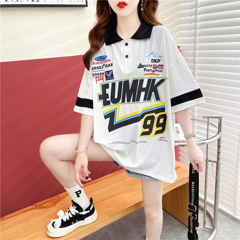 着心地抜群 切り替え 女性力を高める プリント Tシャツ カットソー＜U-3524＞