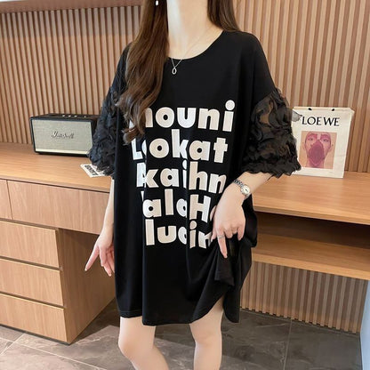 ファッション 切り替え 個性派 プリント 3色選択 半袖Tシャツ＜U-8548＞