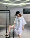 売り切れ必至 ゆったり ファッション感満々 ロング丈 3色半袖Tシャツ＜U-9086＞