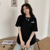デザイン感 切り替え チャーミング プリント Tシャツ カットソー＜U-3538＞