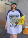 おすすめ アルファベット 個性派 プリントTシャツ ゆったり半袖＜U-8114＞