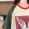 絶対欲しい プリント 個性派 切り替え 全2色 半袖 Tシャツ ＜U-8545＞