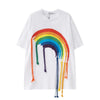 好感度UP 虹ロゴ タッセル ゆったり Tシャツ 全2色 ユニセックス半袖<U-4863>