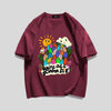 スタイルアップ効果抜群 キュート カジュアル ルーズ プリント全6色 半袖Tシャツ<U-8970>