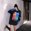 見逃し禁止レイヤード  グラフィックプリント 二色長袖Tシャツ＜U-4065＞