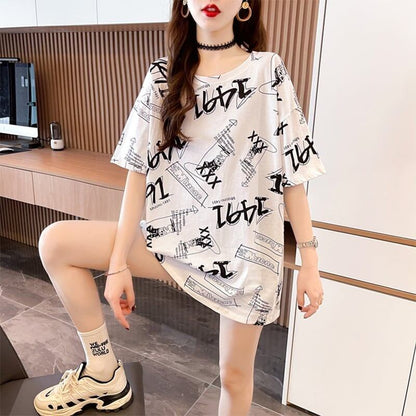 オシャレ度満点 プリント カジュアル Tシャツ カットソー＜U-3301＞