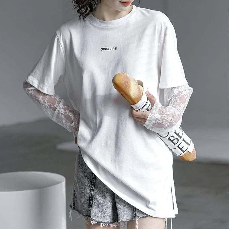 清純甘くて女子力UP 切り替え 美感いっぱい Tシャツ カットソー＜U-3020＞
