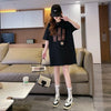 ファッション ロング プリントTシャツ 丸襟 半袖＜U-2807＞