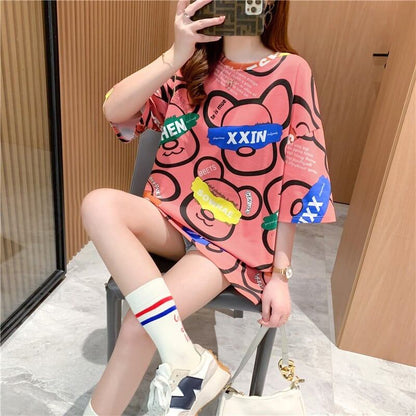 オシャレ度満点 プリント カジュアル Tシャツ カットソー＜U-3344＞