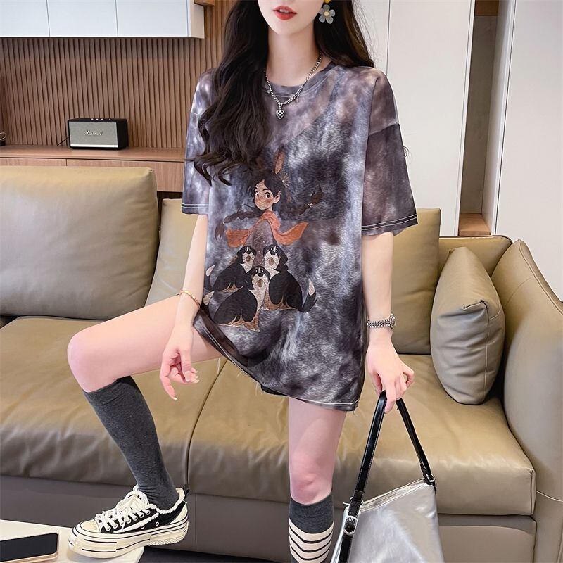着回し力抜群 絞り染め アバンギャルド プリント 3色選択 半袖Tシャツ＜U-8575＞